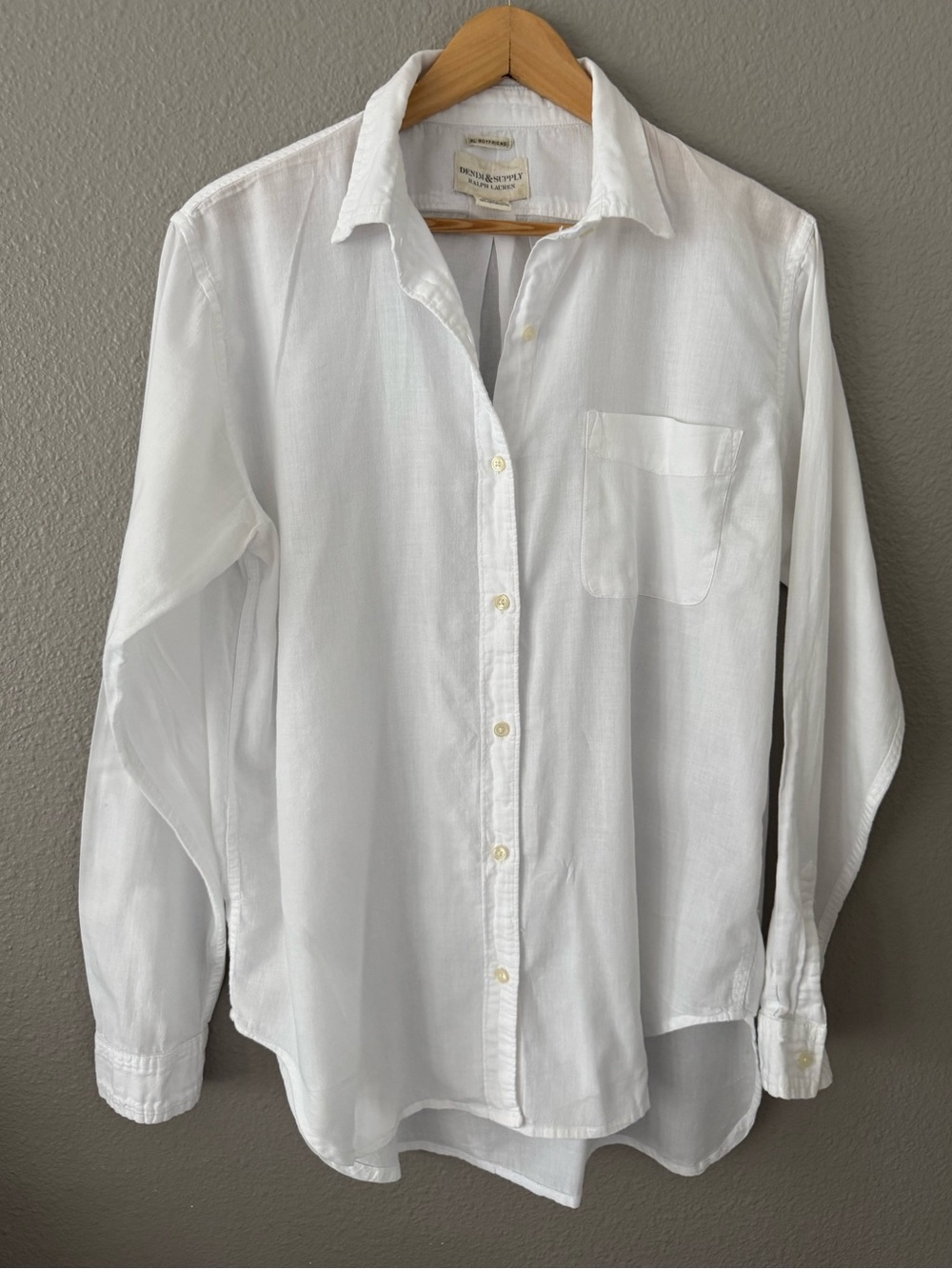 Denim & Supply Ralph Lauren White Cotton Boyfriend Button Down Shirt Large L